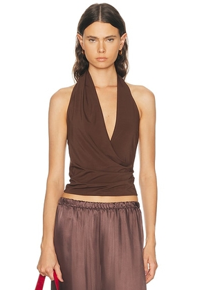 EAVES Thea Top in Chocolate Brown - Chocolate. Size L (also in XS, XXS, S, M, XL).
