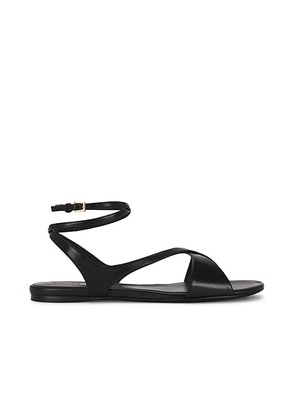 KHAITE Liria Ankle Strap Flat Sandal in Black - Black. Size 38.5 (also in 36, 36.5, 37, 37.5, 38, 39, 39.5, 40).