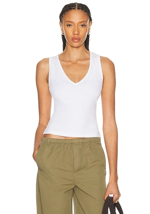 GRLFRND V-neck Muscle Tank in White - White. Size XXS (also in XS, S, M, L, XL).
