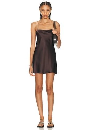 EAVES Roux Silk Mini Dress in Chocolate Brown - Chocolate. Size XXS (also in XS, S, M, L, XL).