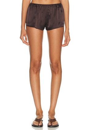 EAVES Roux Silk Short in Chocolate Brown - Chocolate. Size L (also in XS, XXS, S, M, XL).