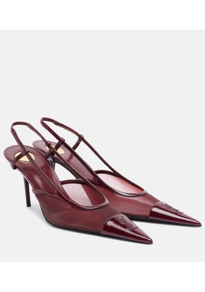 Saint Laurent Renee leather-trimmed slingback pumps