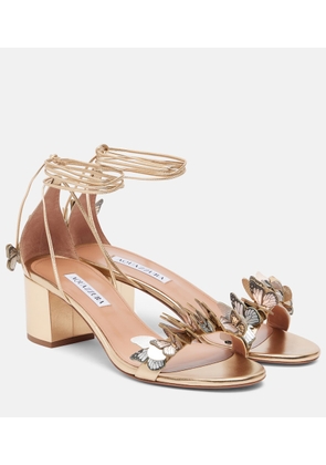 Aquazzura Papillon applique metallic leather sandals