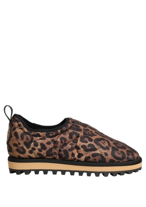 Dolce & Gabbana Brown Leopard Print Quilted Men Sneakers Shoes - EU47/US14