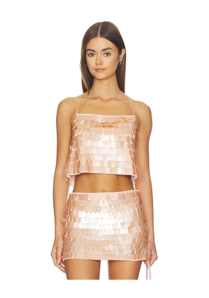 Alice + Olivia Grazi Paillette Spaghetti Strap Top in Rose. Size XS. Also in S, M, L, XL.
