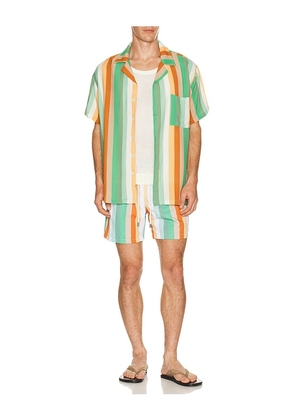 Arrels Barcelona Classic Swim Shorts in Orange,Green. Size S. Also in M, L, XL/1X.