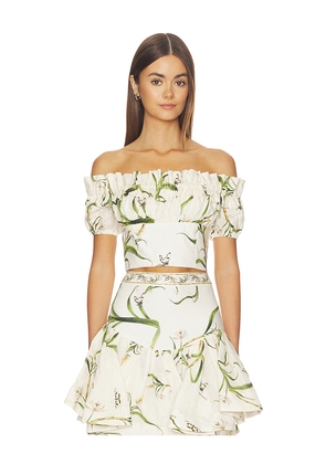 Agua by Agua Bendita Pimienta Cropped Top in White. Size XS. Also in S, M, L, XL.