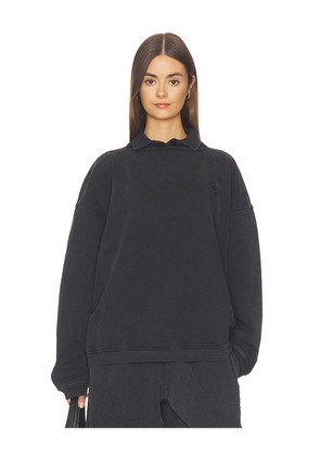 Alexander Wang Prestyled Slashed Crewneck With Polo Dickie in Black. Size XS. Also in S, M, L.