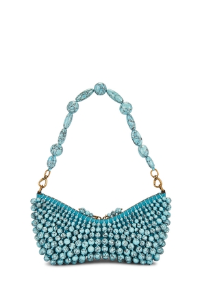 Cult Gaia Mercier Clutch in Turquoise.
