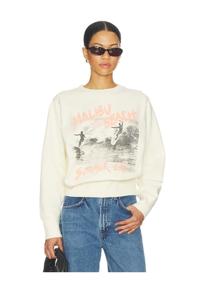 ANINE BING Harry Shrunken Sweatshirt Surfer in Ivory. Size XS. Also in S, M, L, XL.