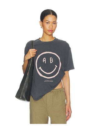ANINE BING Cade Tee Smiley in Grey. Size XS. Also in S, M.