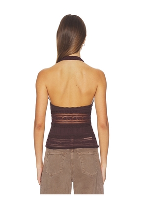Free People x Intimately FP Flirty Frills Halter in Chocolate. Size XS. Also in S, M, L, XL.