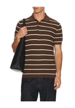 SIMKHAI Calum Short Sleeve Polo in Brown. Size S. Also in M, L, XL/1X, XXL/2X.