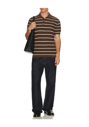 SIMKHAI Calum Short Sleeve Polo in Brown. Size S. Also in M, L, XL/1X, XXL/2X.