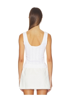 Good American The Pointelle Button Down Tank Top in White. Size XS. Also in S, M, L.