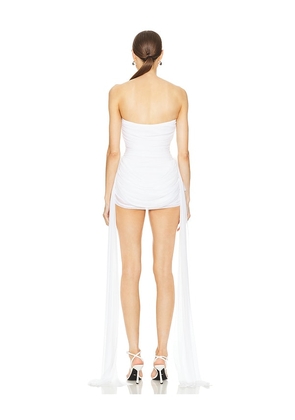 Norma Kamali X Revolve Strapless Bill Pickleball With Bow in White. Size XS. Also in L, M, S.