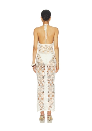 MORE TO COME Ambar Crochet Maxi Dress in Ivory. Size XS. Also in S, M, L.