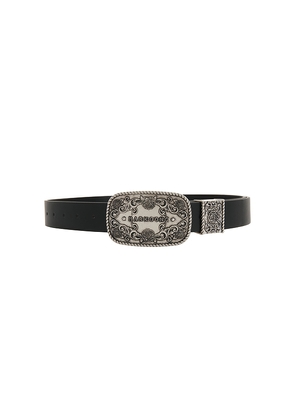 Markgong Vintage Carved Plate Buckle Belt in Black.