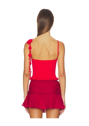 MAJORELLE Kamilla Crochet Flower Tank in Red. Size XS. Also in XXS, S, M, L, XL.