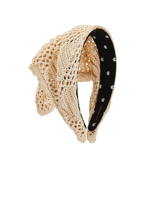 Lele Sadoughi Jackie Crochet Raffia Handkerchief Headband in Neutral.