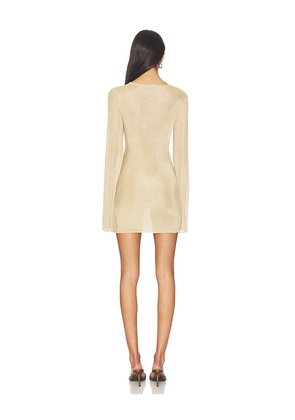 SEROYA Emeri Metallic Knit Mini Dress in Metallic Gold. Size XS. Also in S.