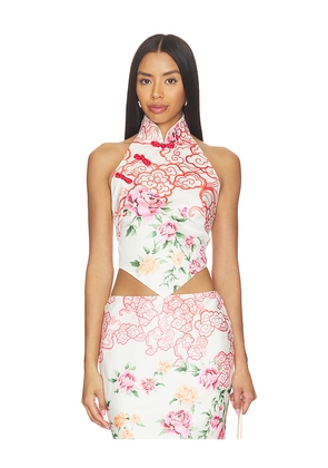 SAU LEE Fiora Top in White,Pink. Size 2. Also in 00, 0, 4, 6, 8, 10, 12.