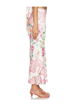 SAU LEE Fiora Skirt in White,Pink. Size 2. Also in 4, 6, 8, 10.