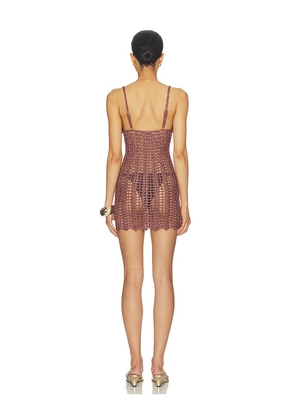 superdown Magnolia Crochet Mini Dress in Burgundy. Size XS. Also in S, M, L.