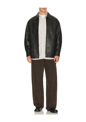 Sunflower Crinkle Leather Shirt Jacket in Black. Size 46. Also in 48, 50, 52, 54.