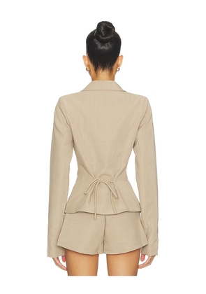 SNDYS Liana Cinch Blazer in Taupe. Size S. Also in M, XS.
