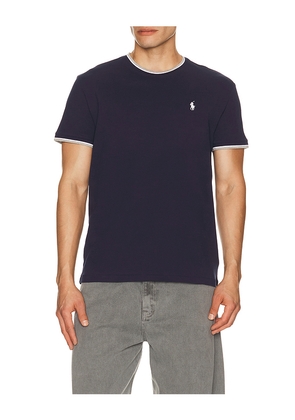 Polo Ralph Lauren Short Sleeve Stretch Mesh Crewneck Tee With Tipping Collar in Navy. Size L. Also in XL/1X.