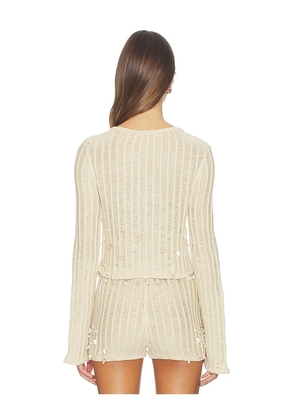 Tularosa Nori Shell Embellished Cardigan in Tan. Size XS. Also in S, M, L, XL.