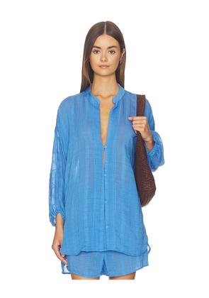 Vix Swimwear Yana Long Sleeve Blouse in Blue. Size XS. Also in S, M, L.