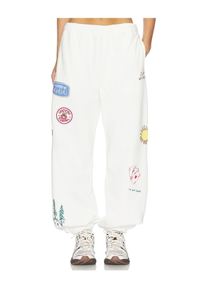 The Mayfair Group No Wifi Here Sweatpants in Cream. Size XS. Also in S/M, M/L, L/XL.