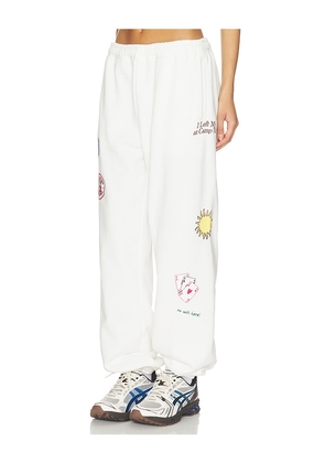 The Mayfair Group No Wifi Here Sweatpants in Cream. Size XS. Also in S/M, M/L, L/XL.