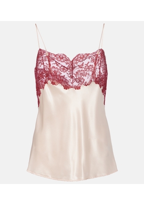 Saint Laurent Lace-trimmed silk satin camisole