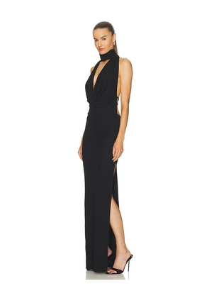 MISHA The Cowl Neck Jersey Dress in Black. Size XXS. Also in L, M, S, XL, XS.
