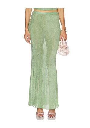 SEROYA Harmony Metallic Knit Skirt in Green. Size XXS. Also in XS, S, M, L, XL.