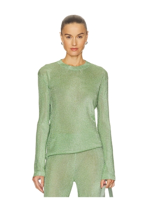 SEROYA Hana Metallic Knit Top in Green. Size XXS. Also in XS, S, M.