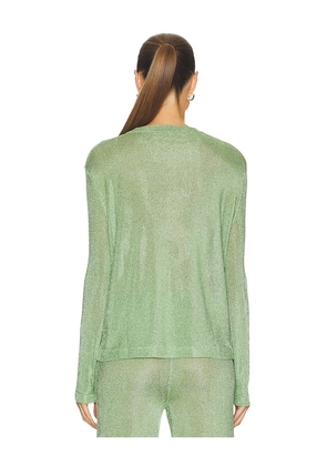 SEROYA Hana Metallic Knit Top in Green. Size XXS. Also in XS, S, M.