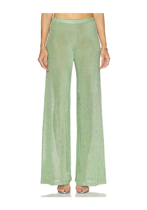 SEROYA Sheldon Metallic Knit Pant in Green. Size XXS. Also in XS, S, M, L, XL.