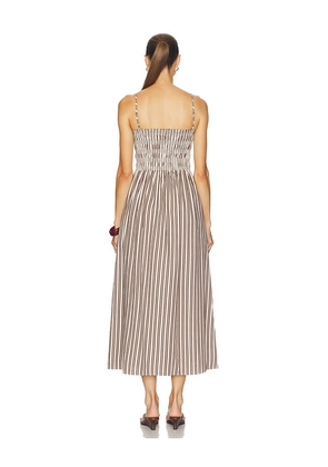 PISTOLA Bianca Shirred Dress in Brown. Size XS. Also in M, L.