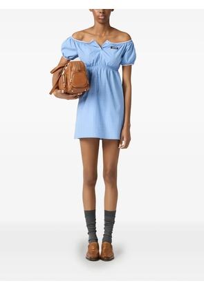 Miu Miu checked poplin mini-dress - Blue