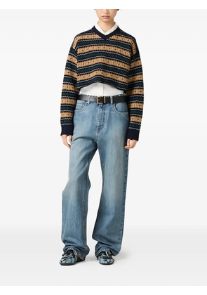 Miu Miu jacquard-knit cropped sweater - Blue