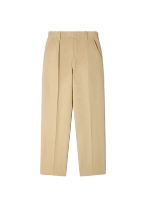 SANDRO wide pleated cotton-linen trousers - Neutrals