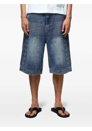 GODMADE embroidered-logo whiskered shorts - Blue