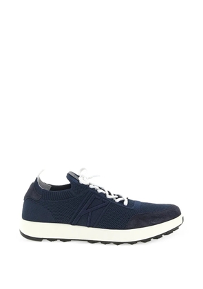Kiton suede-panelled cotton sneakers - Blue