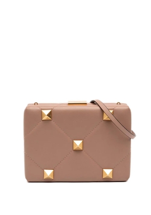 Valentino Garavani Pre-Owned 2018-2026 Calfskin Roman Stud Box Clutch on Strap crossbody bag - Brown