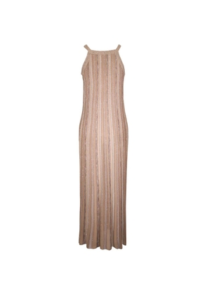 D.Exterior sequin-embellished striped dress - Neutrals