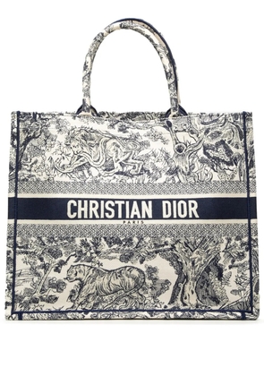 Christian Dior Pre-Owned 2022 Large Canvas Embroidered Dioriviera Toile De Jouy Book tote bag - Blue